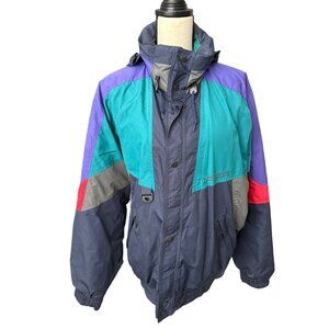 Nevica Survival Ski Jacket Colorblock Winter Poly Lined Zip Pockets Hood  Large